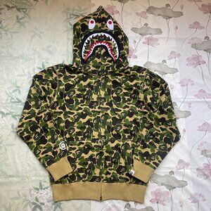 Bape Green Camo Shark Full Zip Hoodie